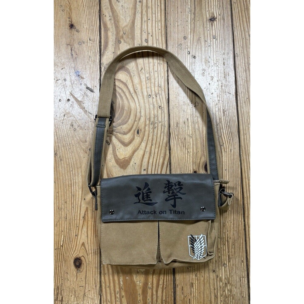 Attack on Titan Anime Small Messenger Bag Satchel Cross Body Shoulder Tan Strap